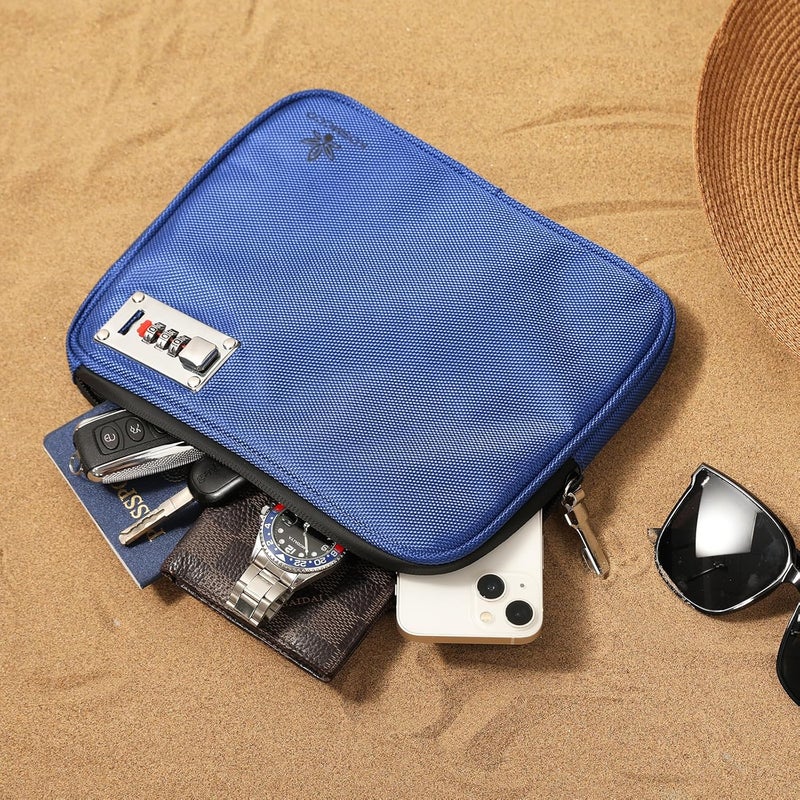 KOSMCCO Anti-Theft Locking Beach Bag, 9x7.5-inch Portable Beach Safe for Securing Your Valuables and Phone – Blue - Image 3
